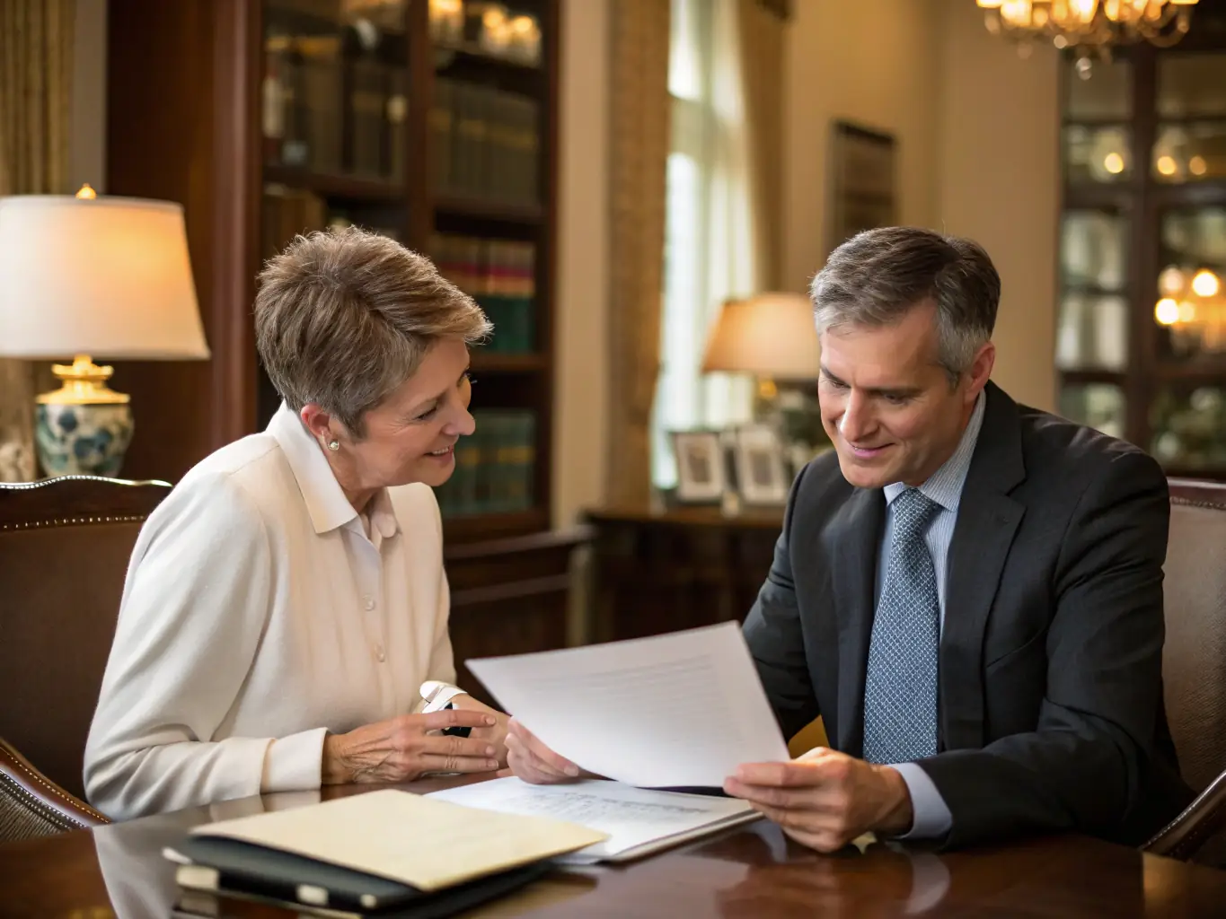 An image of a lawyer explaining estate planning to a resident at Action Sober Homes, emphasizing the importance of future security.